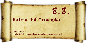 Beiner Bársonyka névjegykártya